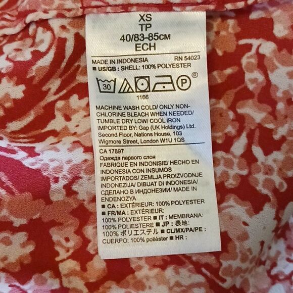Banana Republic Floral Ruffle Blouse XSMALL Red Pink - Picture 12 of 12